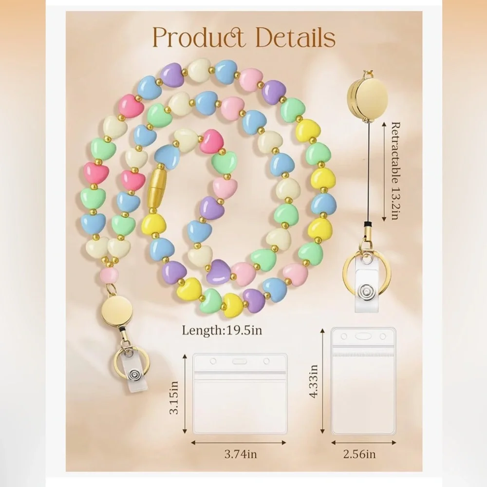 🆕 Heart Lanyards for Id Badges and Keys for Women